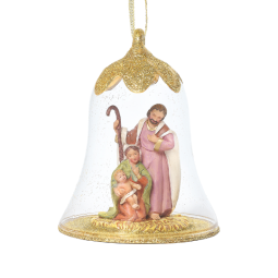 4.5 Inch Holy Family Glass Bell Ornament - Estimated availability July 2025
